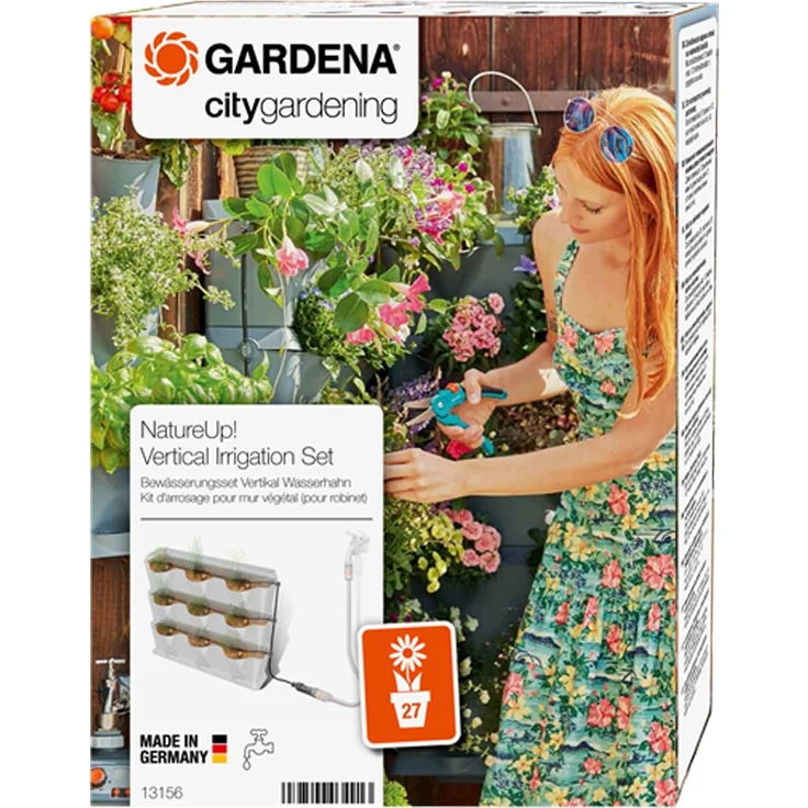 GARDENA NatureUp! Bewässerungsset Vertikal Wasserhahn: Bewässerungssystem für bis zu 27 Pflanzen, unsichtbare Bewässerung, Anschlussmöglichkeit für Bewässerungscomputer (13156-20) – Bild 1