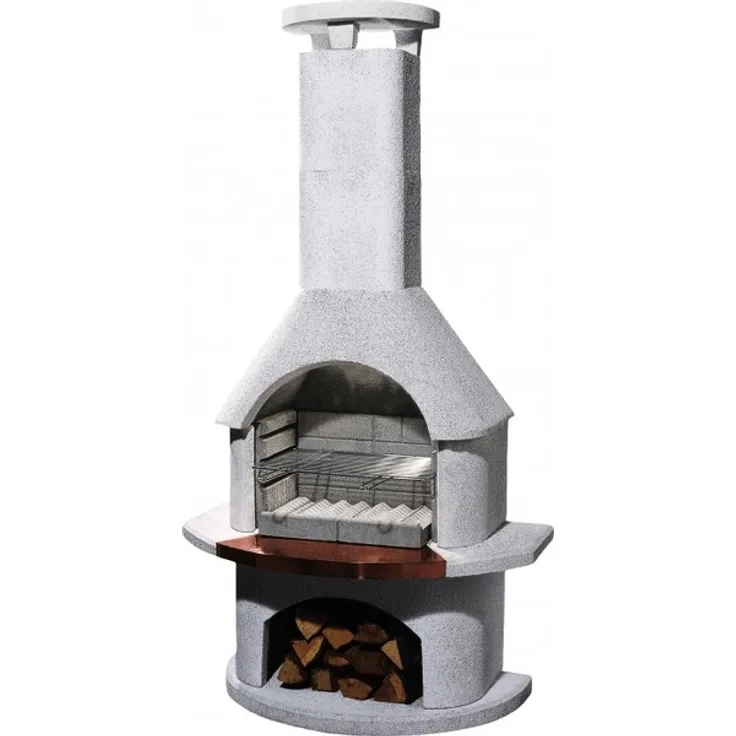 Buschbeck 90072.000 Venezia Holzkohlegrillkamin, weiß 206 x 110 x 65 cm, Grillfläche 53 x 34 cm
