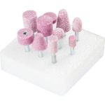 PFERD Schleifstift-Set STEEL EDGE, 10-teilig, Schaft-ø 6 mm, grob, Edelkorund rosa, 33920131 – für den Kanteneinsatz auf Stahl und Stahlguss