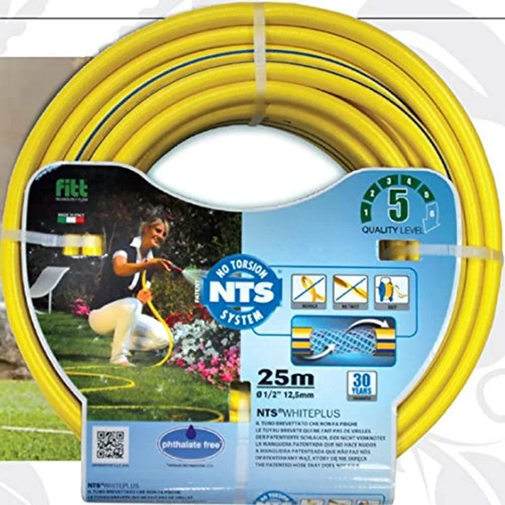 Bradas FWP1/225 5-lagig Profi Gartenschlauch 1/2 Zoll NTS, 25 m knickfest und verdrehungsfest FITT, Wasserschlauch, Gelb, 35,9x35,9x9 cm