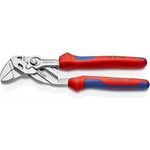 KNIPEX 86 05 180 Zangenschlüssel Zange und Schraubenschlüssel in einem Werkzeug verchromt mit Mehrkomponenten-Hüllen 180 mm