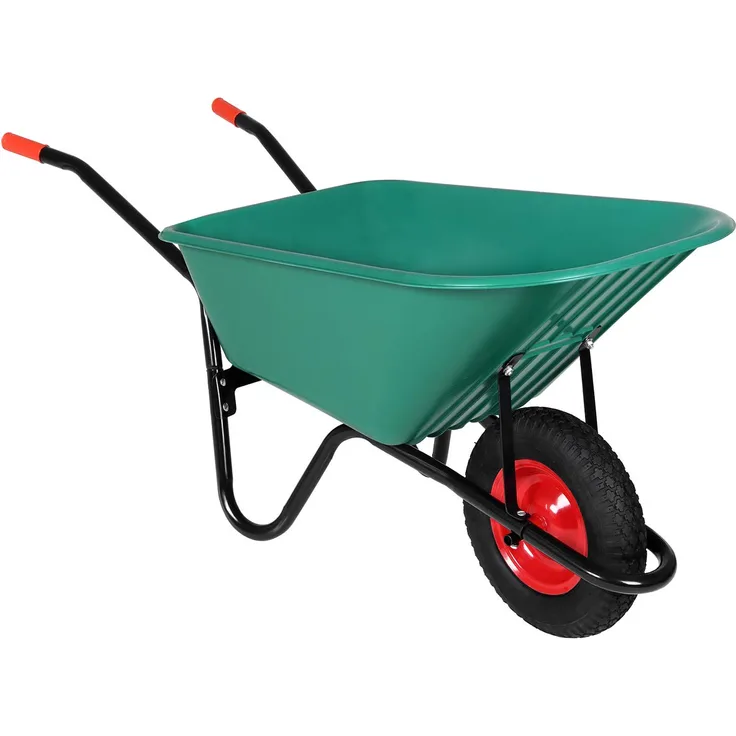 Gardebruk Schubkarre 100 Liter Bauschubkarre Gartenschubkarre bis 150kg Belastbarkeit Luftreifen stabile Ausführung mit Kunstoffwanne