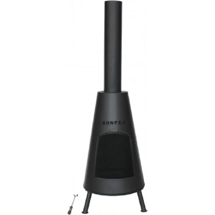 Gartenkamin BonPira, schwarz mit Funkengitter