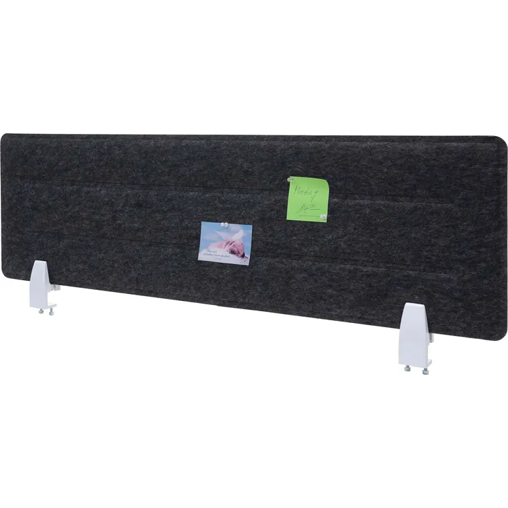 Tischtrennwand HWC-G76, Büro-Sichtschutz Schreibtisch Pinnwand, Klemmen Stoff-Textil mit Prägung ~ 100x30cm schwarz