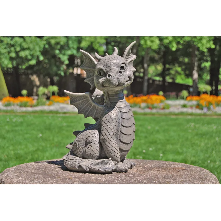 MFF Gartenfigur Gartendrache - Modell süßer Fratz - Fantasy Figur Deko Drache Garten