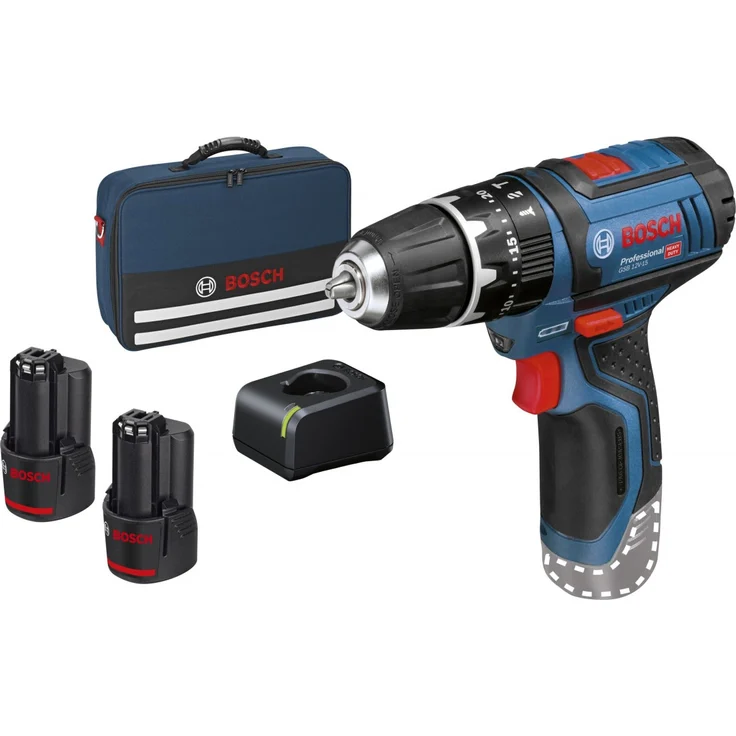Bosch Professional Akku-Schlagbohrschrauber GSB 12V-15, mit 2 x 2.0 Ah Li-Ion Akku (06019B690H) – Bild 1