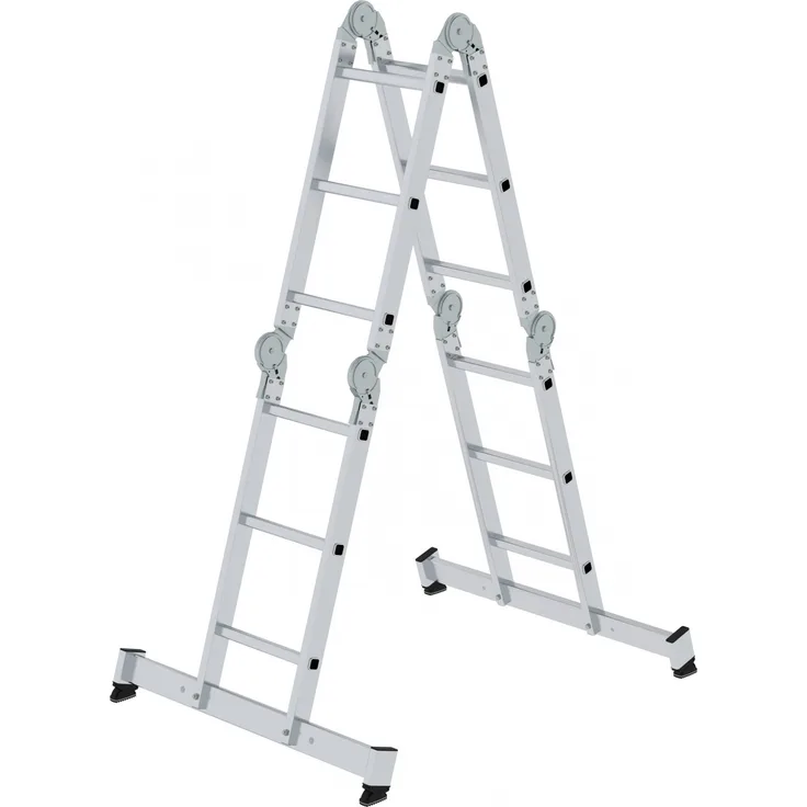 Günzburger Vielzweckleiter mit Nivello Traverse und Holzbelag 4x3 Sprossen