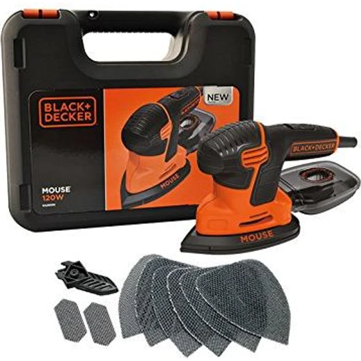 Black+Decker Dreieckschleifer Mouse KA2500K ? Kraftvolle Schleifmaschine mit Staubfangbehälter inkl. Mikrofilter ? Für das Abschleifen selbst an schwer zugänglichen Stellen ? 1 x Schleifer 120 W – Bild 4