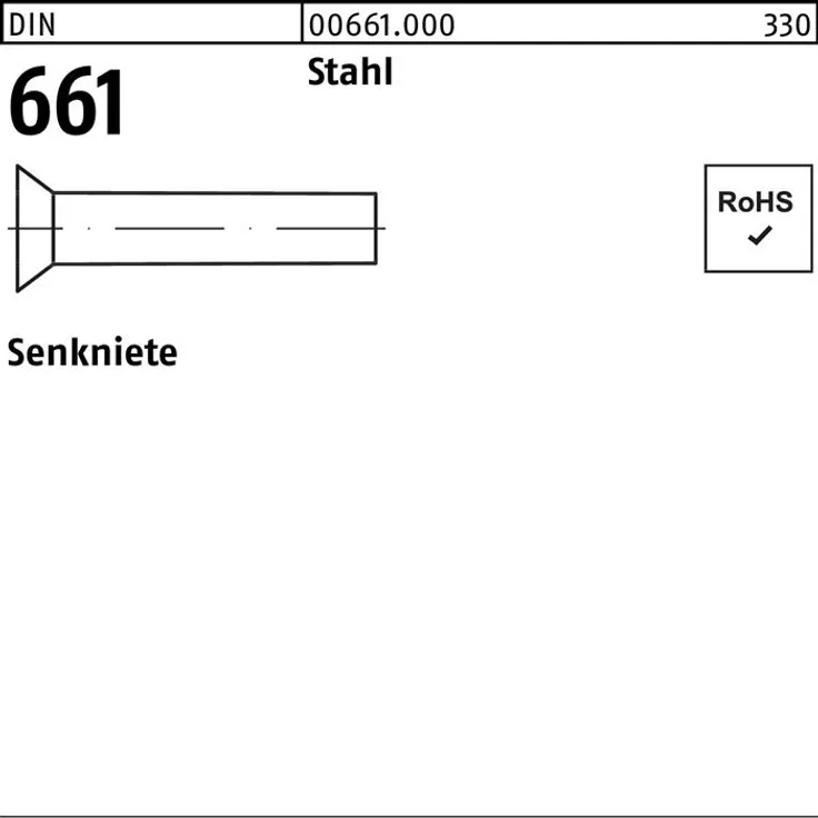 Reyher Senkniete DIN 661-ISO 1051 4 x 18 Stahl