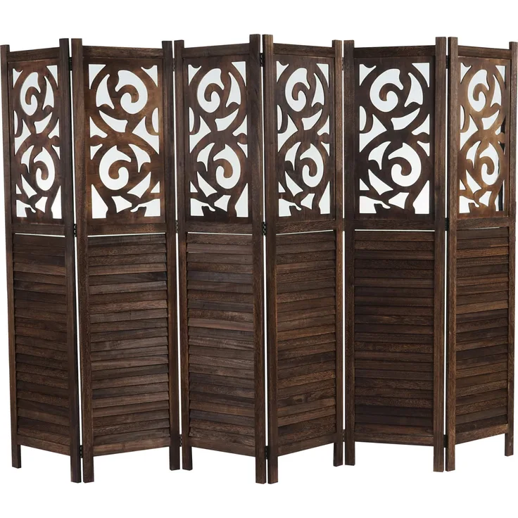 Mendler Paravent Istanbul, Raumteiler Trennwand Sichtschutz, Ornamente 170x240cm, braun