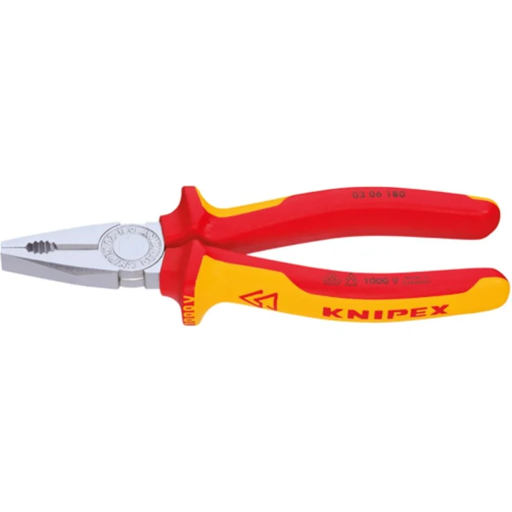 KNIPEX 03 06 200 Kombizange isoliert mit Mehrkomponenten-Hüllen, verchromt 200 mm – Bild 1