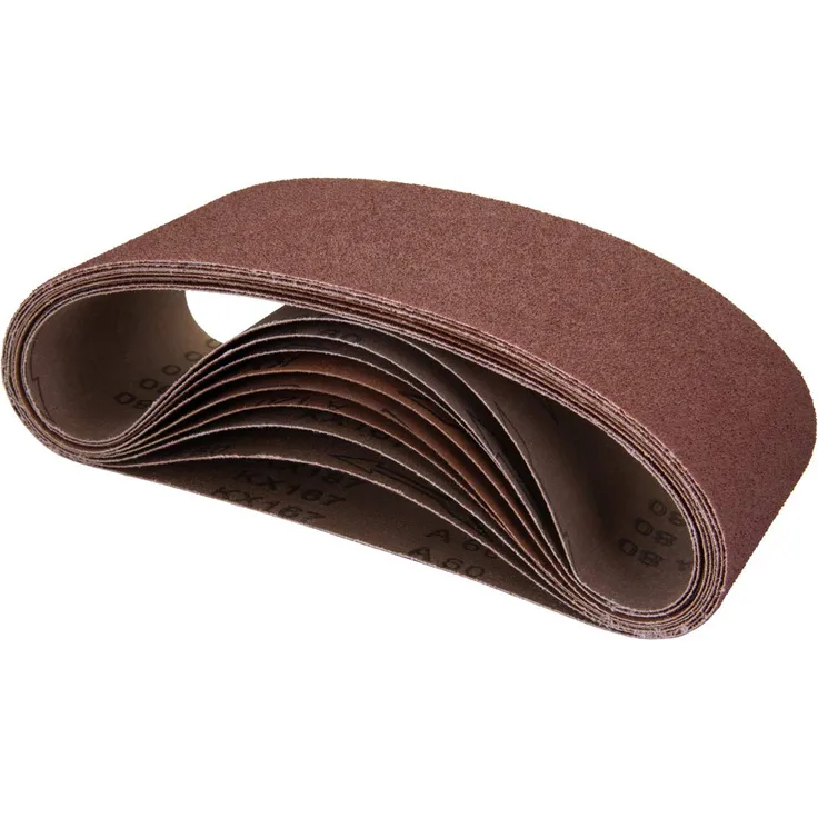 Powertec 110008 Schleifband-Sortiment, Aluminiumoxid, 10,2 x 61 cm, 3 Stück Körnung 60 80 120 150 240 400, 18 Stück