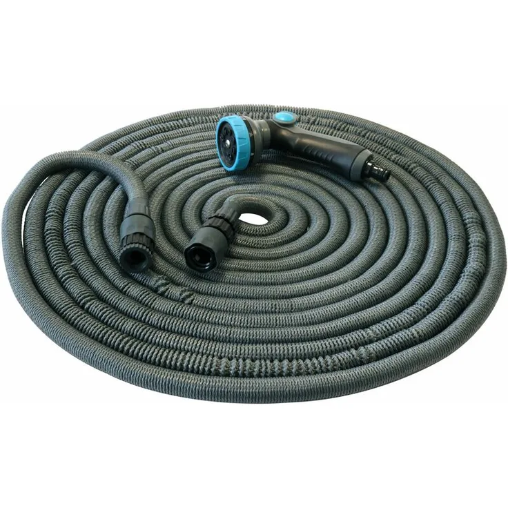 Kynast Garden - Flexibler Gartenschlauch 30m grau mit Zubehör und Netztasche