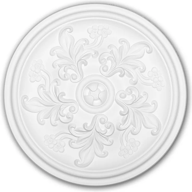 Profhome Decor - Rosette PROFHOME 156048 Zierelement Deckenelement Rokoko Barock Stil weiß Ø 36,4 cm