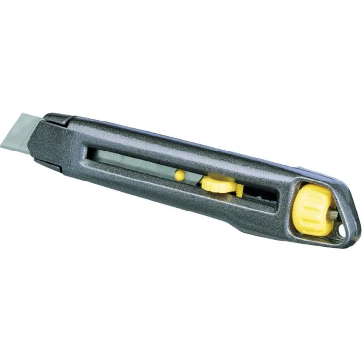 Stanley Cutter InterLock (Metallkorpus, werkzeugloser Klingenwechsel, Klingenschieber rastet ein) 1-10-018, Mehrfarbig (Grau-Gelb) – Bild 1