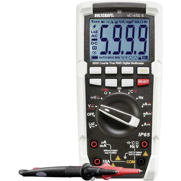 VOLTCRAFT VC-450 E Hand-Multimeter digital Strahlwassergeschützt IP65 CAT III 1000 V, CAT IV 600V Anzeige Counts: 6000