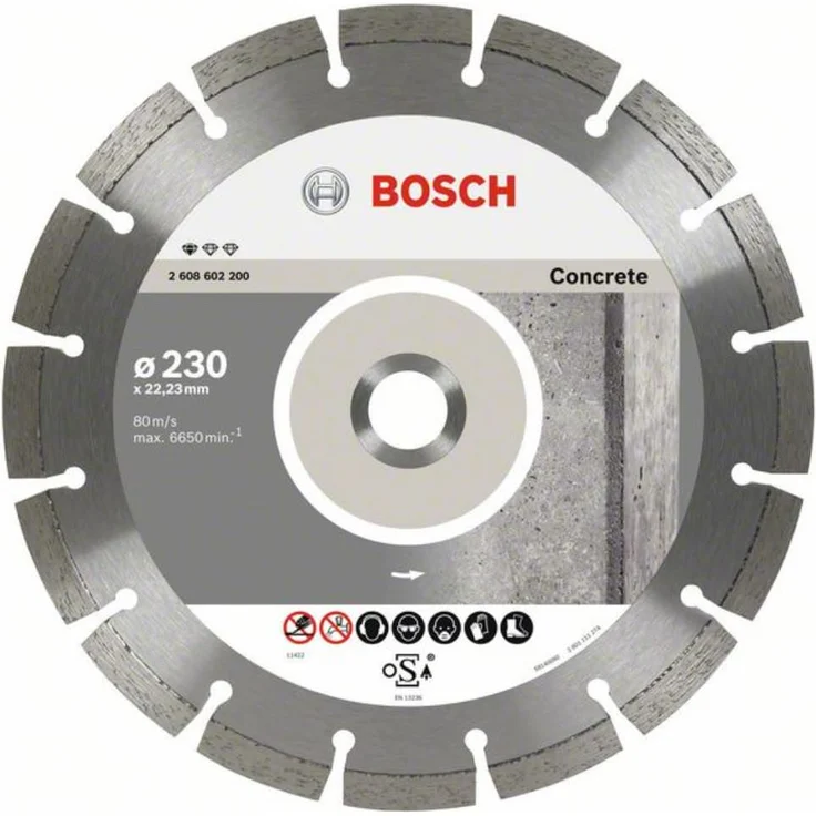 Bosch Professional Diamanttrennscheibe Standard für Concrete, 150 x 22,23 x 2 x 10 mm, 1-er Pack, 2608602198 – Bild 1