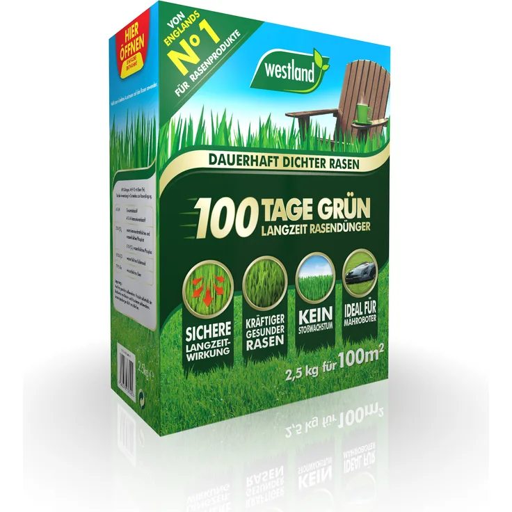 WESTLAND 100 Tage Grün - Langzeit Rasendünger, 2,5 kg für 100 m²