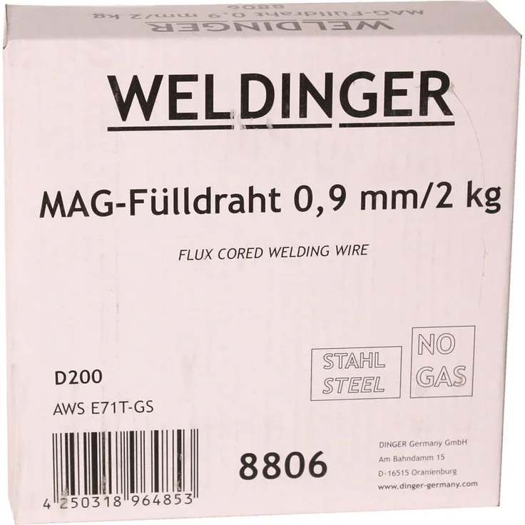 WELDINGER Fülldraht 0,9 mm 2 kg D200 für MIG-MAG-Schweißgeräte WELDINGER