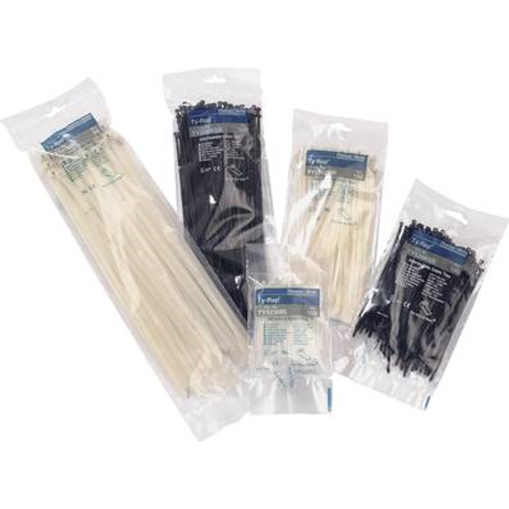 ABB Ty-Rap Kabelbinder mit Stahlnasenverschluss (L x B) 186 mm x 4.8 mm TY525MXR Farbe: Schwarz 100 St. ABB (TY525MXR)