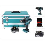 Makita DHP485G1TX Akku Schlagbohrschrauber 18 V 50 Nm Brushless + 1x Akku 6,0 Ah + 70 tlg. Bit Bohrer Set + TX Alu Koffer - ohne Ladegerät
