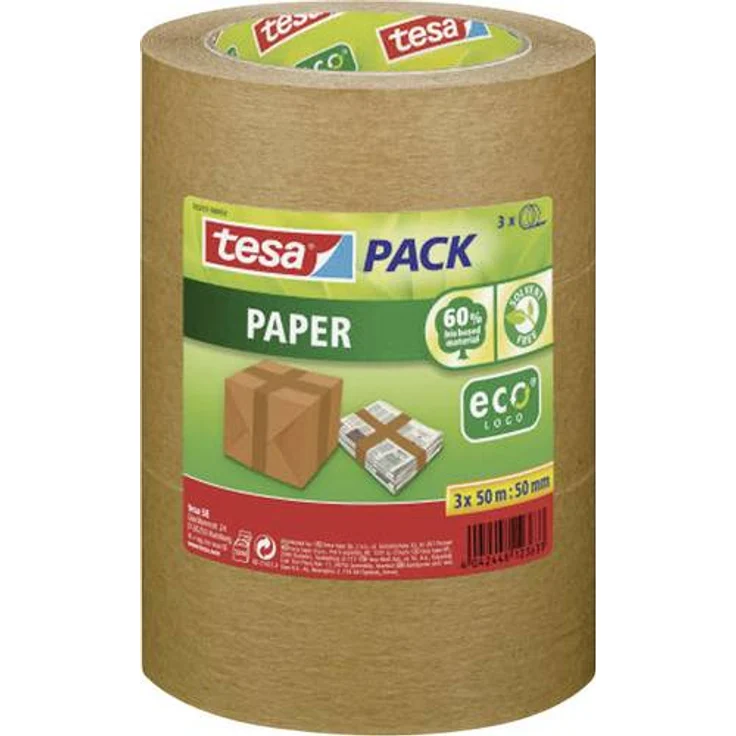 tesa Packband Papier, braun, 50m x 50mm, 3er Pack - Preisvergleich – Bild 1