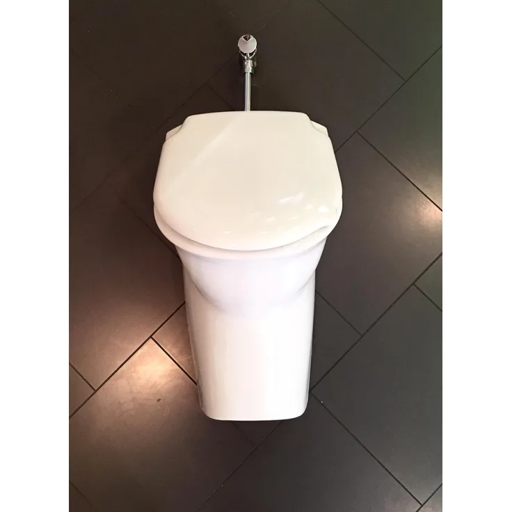 Bäder Boutique ORKIDE Urinal mit Zulauf von oben mit Deckel, Druckspüler und Ablaufsiphon inkl. Hygiene Glasur, weiß