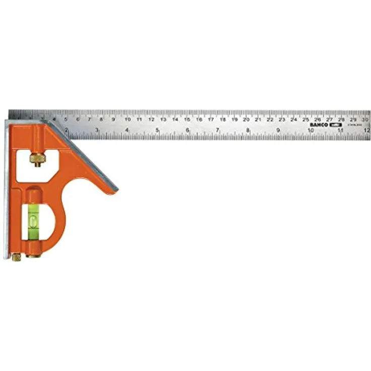 Bahco Kombinationswinkel 300 mm Messen Winkel und Abstand cm und Zoll orange 45° 90°