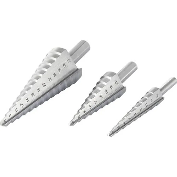 Toolcraft HSS Stufenbohrer-Set 3fach 4 - 20 mm, 4 - 12 mm, 6 - 30mm 6 mm, 8 mm, 10mm