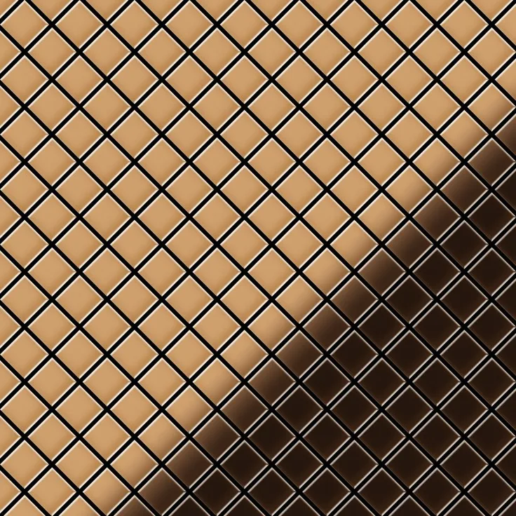 Mosaik Fliese massiv Metall Kupfer gewalzt in kupfer 1,6mm stark ALLOY Diamond-CM 0,91 m2