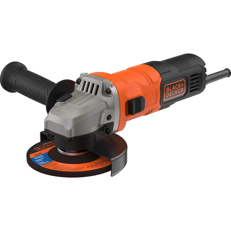 Black plus Decker BEG010-QS BEG010 Winkelschleifer 710 W, 115 mm Scheibendurchmesser, Nullspannungsschalter, Sanftanlauf, rutschfester Gehäusegriff zum Schleifen, Trennen, Entrosten 115 mm Netz