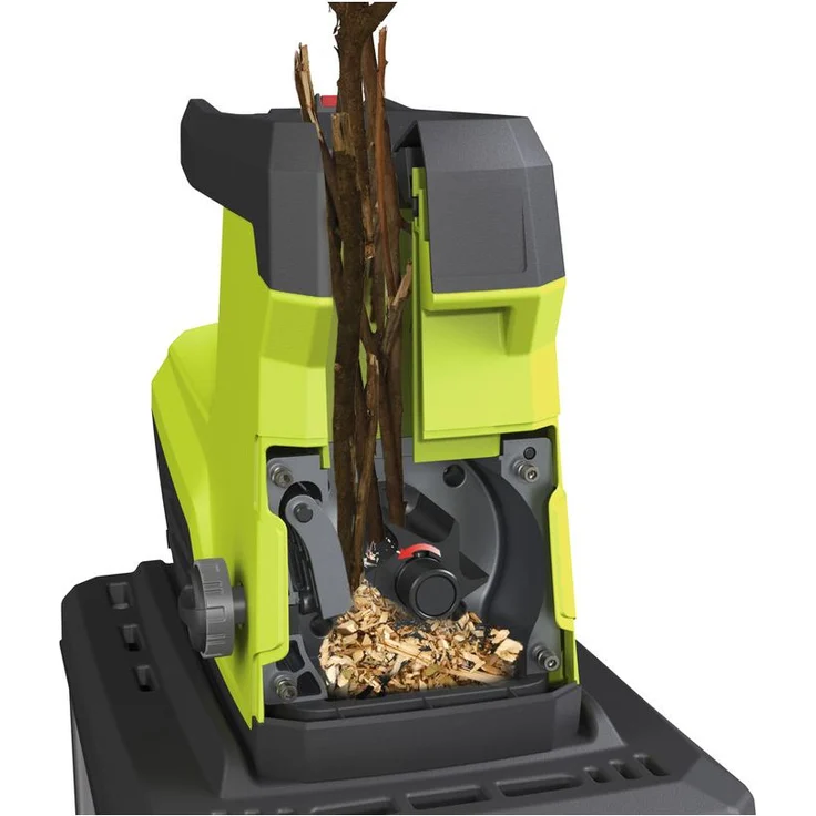 Ryobi RSH 2845T Leistung 2 800 W Häckselsystem Walze Materialstärke 4 5 cm Schnittgeschwindigkeit 41 U min Fangbox 55 l – Bild 2