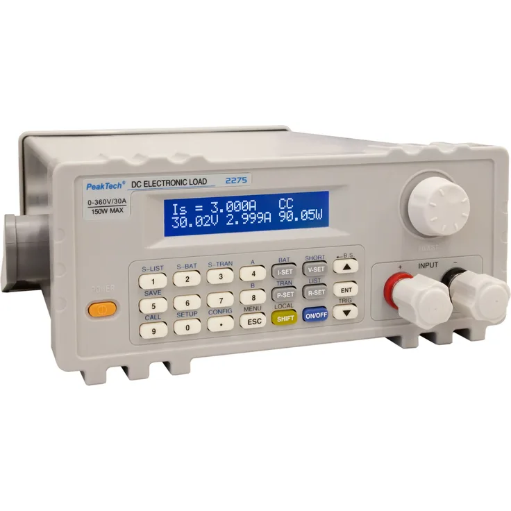 PeakTech 2275 Programmierbare DC-Elektronische Last 150W mit genauem LCD-Display, USB-to-COM Adapter, Dynamische Lastprüfung, Konstantmodus, Gleichspannungen bis zu 360V, Entladeprüfer für Batterien
