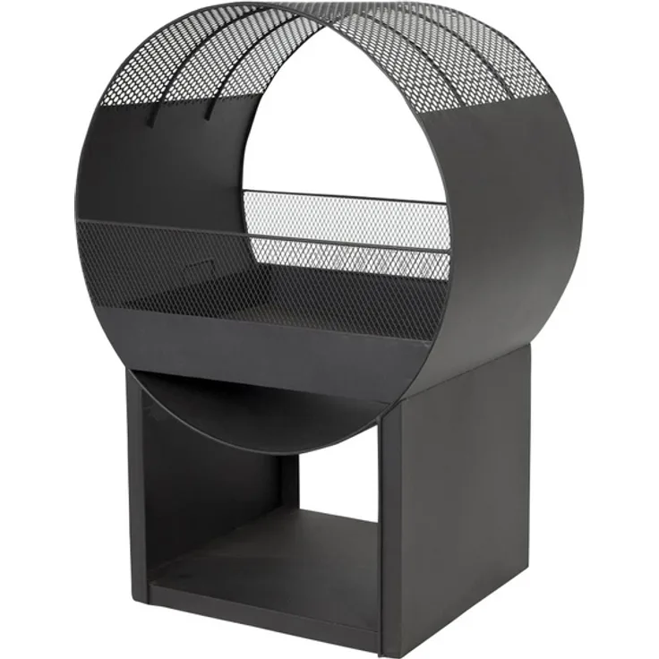 Feuerstelle Porthole, Höhe: 80 cm, schwarz, pulverbeschichtet