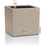 LECHUZA CANTO Stone 14 hochwertiger Kräuterwürfel mit Stick-Bewässerungssystem, sandbeige