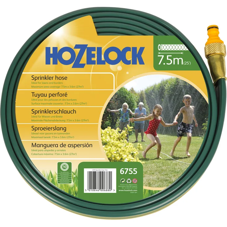 Hozelock Garten Schlauch Sprinkler-Schlauch 7,5 Meter und Grundaussattung, Bewässerungsfläche, Mehrfarbig, Max. 50 m²