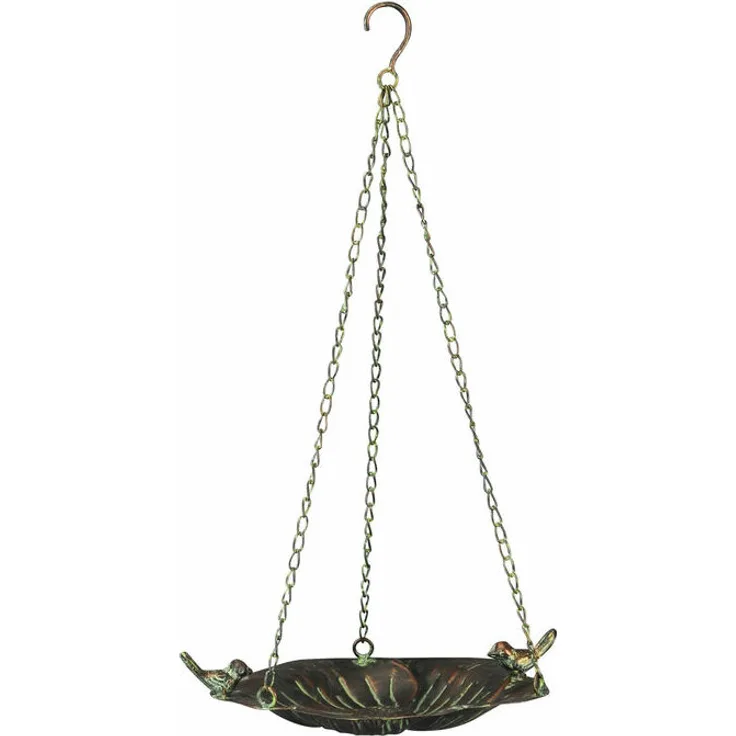 Pflanzen Kölle - Vogeltränke mit Kette, Bronzeoptik, 28 x 24 x 6 cm