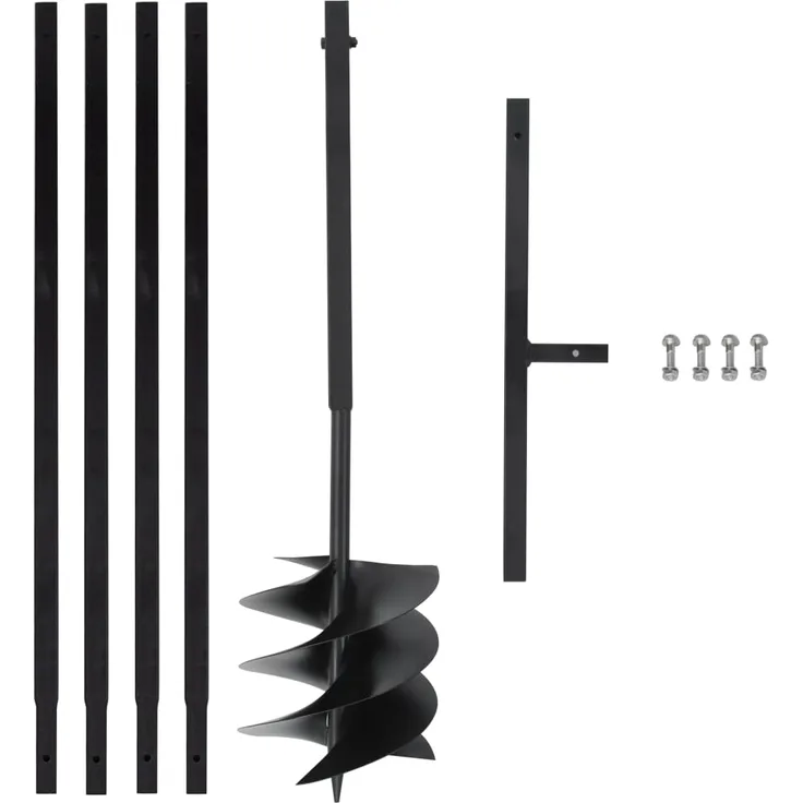 vidaXL Erdbohrer mit Griff 250 mm mit Verlängerungsrohr 4 m Stahl