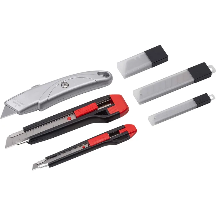 Werkzeyt Universalmesser-Set 33-teilig - Universal- und Abbrechmesser (18 mm und 9 mm) - mit Ersatzklingen - zum Schneiden Sämtlicher Materialien-Teppichmesser mit Trapezklinge-Cuttermesser- 8910190