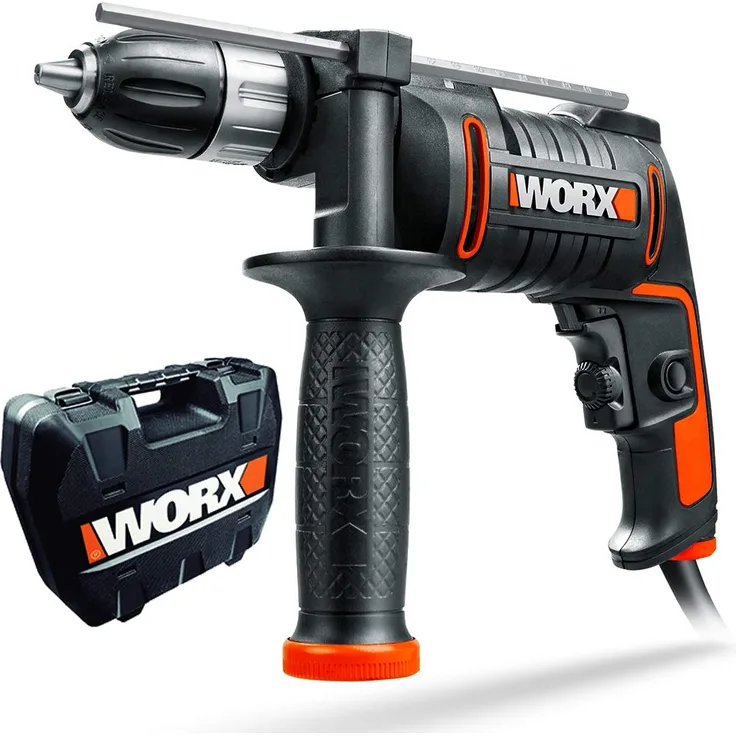 Worx WX317.2 Schlagbohrmaschine Profi Schlagbohrer mit 600W für Bohrarbeiten in Holz, Beton & Stahl Mit stufenloser Drehzahlregulierung & Schnellspannbohrfutter