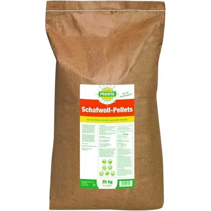 Beckmann 25 kg Provita Schafwoll-Pellets 11,7+5,4 für ca.250m²