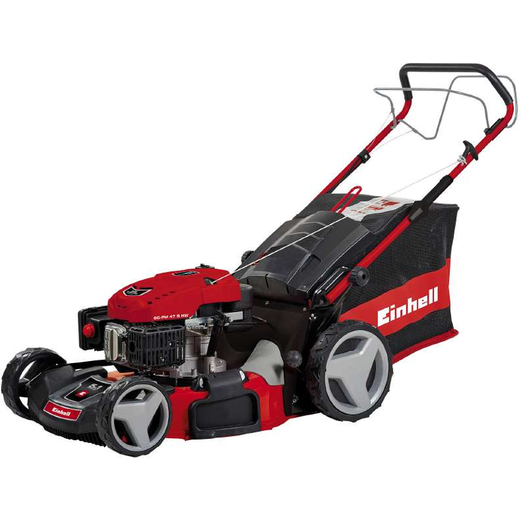 Einhell Benzin-Rasenmäher GC-PM 47 S HW - für bis zu 1.400 m², Highwheeler, Vortex Technology Deck, 6-stufige Schnitthöhenverstellung, 47 cm Schnittbreite, 139 ccm Hubraum – Bild 1