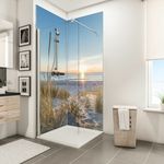 Duschrückwand Set über Eck, Sonnenuntergang Düne, 2 x 90x210 cm, Wandverkleidung aus Alu-Dibond als fugenloser Fliesenersatz - Schulte