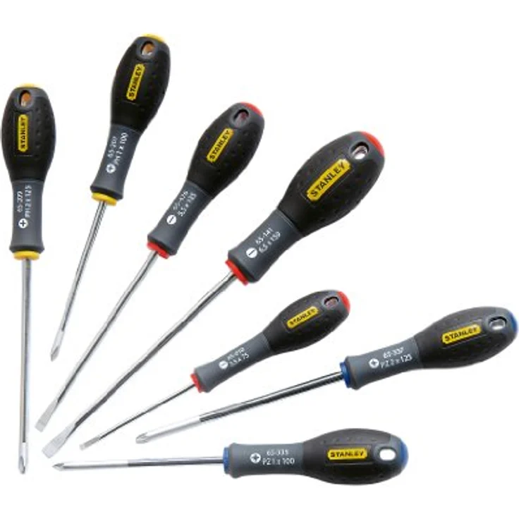 Stanley FatMax Schraubendreher-Set (7-teilig, Schlitz-Phillips-Pozidriv, Parallel 3,5 mm, 5,5 mm, Schlitz 6,5 mm, PH1, PH2, PZ1, PZ2) 0-65-438 – Bild 1