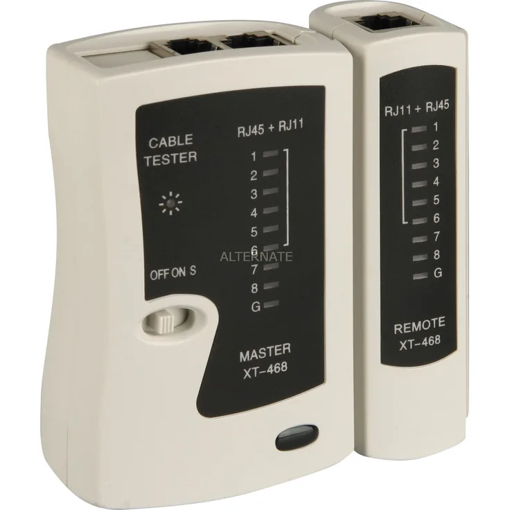 goobay CAT Netzwerk- und Leitungstester XT-468 Messgerät, beige-schwarz