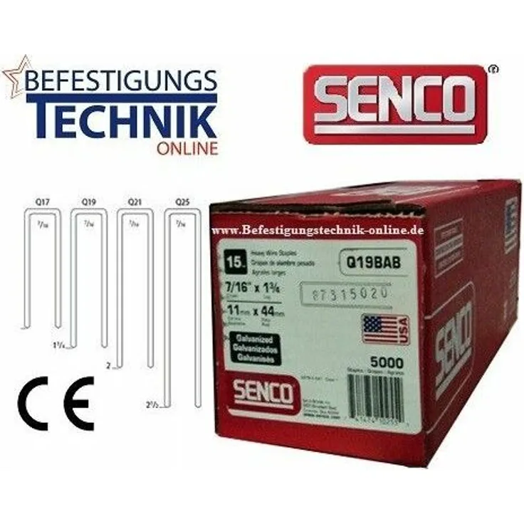 Senco Q6774-38 mm Q17BXBB Klammern verzinkt Brandschutz ETA SQS55 Eurocode 5 KL-39'-'EN11076