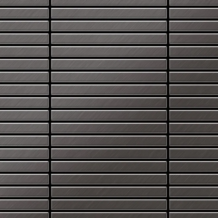 Mosaik Fliese massiv Metall Titan gebürstet in dunkelgrau 1,6mm stark ALLOY Linear-Ti-SB 0,94 m2