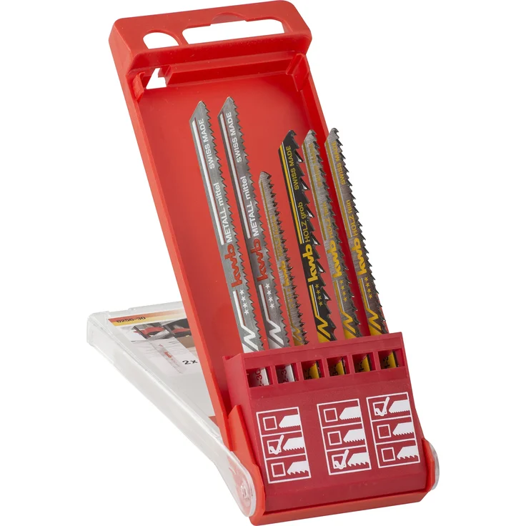 kwb Stichsägeblätter-Set für Holz und Metall 625630 (6-teilig,HCS-Stahl/Bi-Metall, Universal-Schaft) u. a. für Einhell RT-JS 85