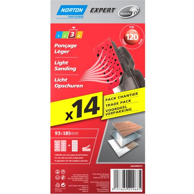 Norton Expert Schleifscheiben, Körnung 120, 93 x 185, 14 Stück