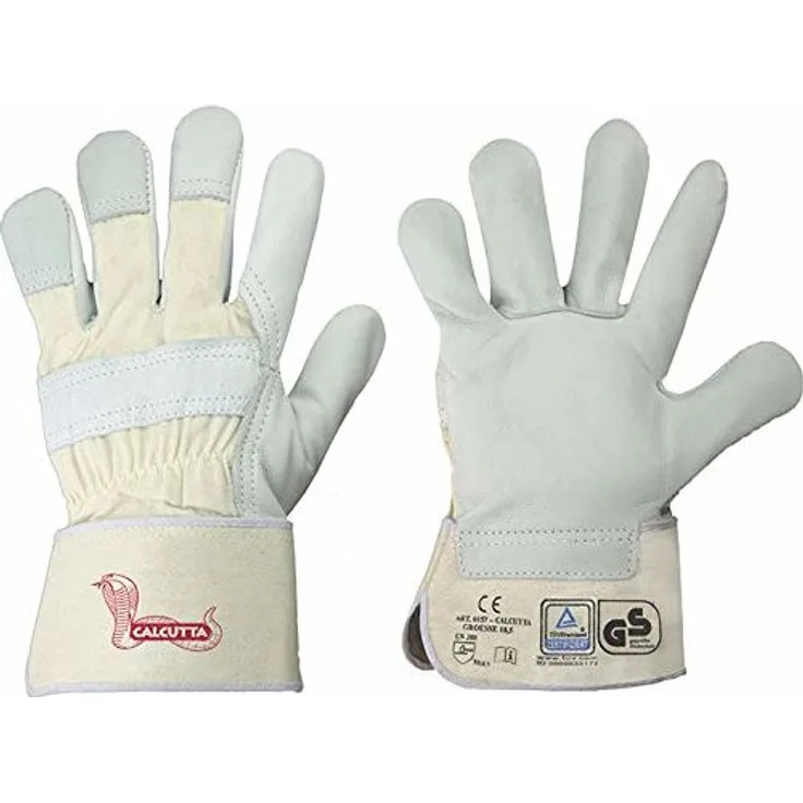 Feldtmann 0157-105H Handschuhe Gr.10,5, CALCUTTA RIND-VOLLLEDER, WEISS, CAT 2, Grau